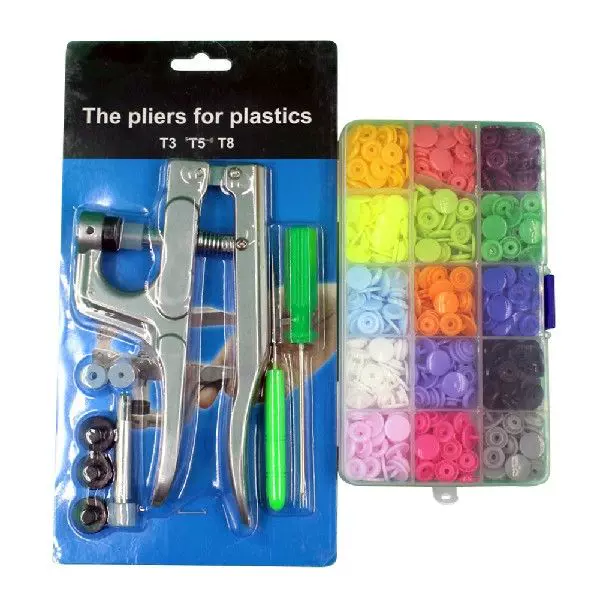 360 Sets T5 Plastic Snap Button with Snaps Pliers Tool Kit