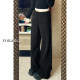 Black wide-leg suit pants for women in summer thin large size fat mm loose slim pear-shaped body casual straight-leg pants