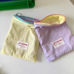 Macaron-Style Portable Minimalist Small Bag, Color-Blocking Dopamine Thin Makeup Bag, Coin and Lipstick Storage Pouch