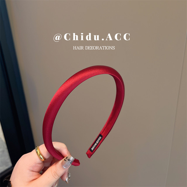 High-end satin headband spring and summer all-match outdoor card headwear internet celebrity 2024 new thin face wash headband