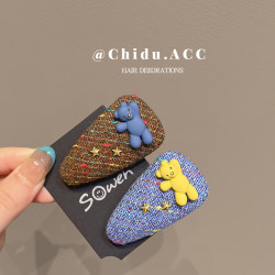 New Korean Cartoon Bear Hair Clip with a Playful Vibe, Hairpin for Girls, Forehead Bangs Clip, Hair Accessory