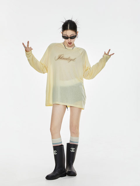 ICH MODE American physical sun protection cool blouse for women in summer loose long-sleeved T-shirt light top lazy style