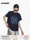 ICH MODE American slim-fitting shoulder short-sleeved T-shirt for women 2025 summer new printed half-sleeved sports top