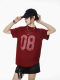 ICH MODE American slim-fitting shoulder short-sleeved T-shirt for women 2025 summer new printed half-sleeved sports top