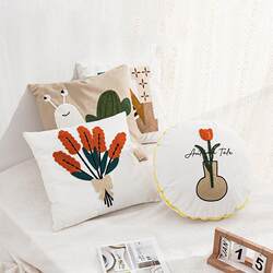 Nordic Ins Style Floral Embroidery Cushion for Living Room Sofa Bed Model Room Headboard Pillow Cover