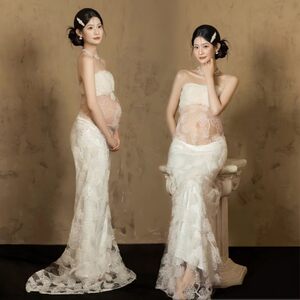 
Photo studio new maternity photography theme clothing high-end embroidered lace tube top pregnant mother art photography dress