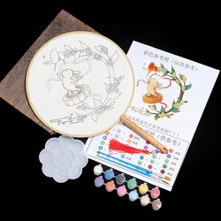 Hand-Painted Mid-Autumn Festival Fan DIY Material Kit, Hand-Painted Silk Cloth Round Fan, Graffiti Coloring Rice Paper Fan, Team-Building Activities