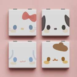 Pacha Dog Makeup Mirror, Portable Small Mirror for Student Dormitories, Cute Cartoon Mini Double-Sided Patterned Makeup Mirror