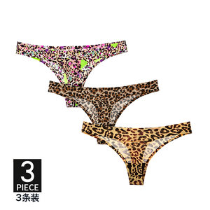 Bingshi non -trace leopard pants, female pants, a piece of pure cotton, sexy large size hot low waist ultra -thin thong Tanes
