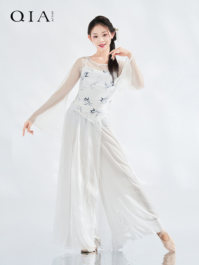 Chia レディース ワイドレッグ シフォン ダンスパンツ - 中国古典舞
