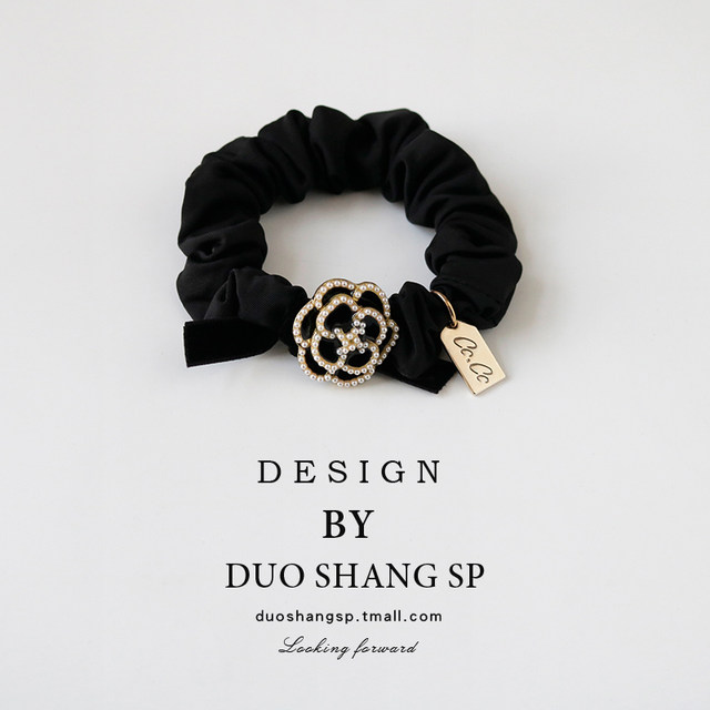 Camellia hair ring temperament head rope Korean small intestine circle high elastic rubber band headdress girl tied headband low ponytail hair rope