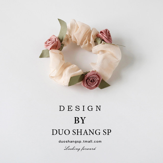 Romantic rose flowers, large intestine ropes, head rope female European yarn tie the bracelet, high elasticity, sweet tie the horsetail hair rope
