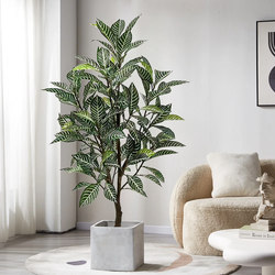 Fake Green Plant Decoration, Artificial Zebra Tree, Indoor Fake Tree Potted Plant, Large Floor-Standing Ornament, Living Room Artificial Green Plant