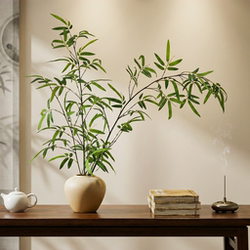 Bamboo Artificial Green Plant Potted Plant, Song Dynasty Aesthetics, Soft Decoration, Zen Style Ornament, Chinese-Style Indoor Entrance Hall Tea Room Decoration