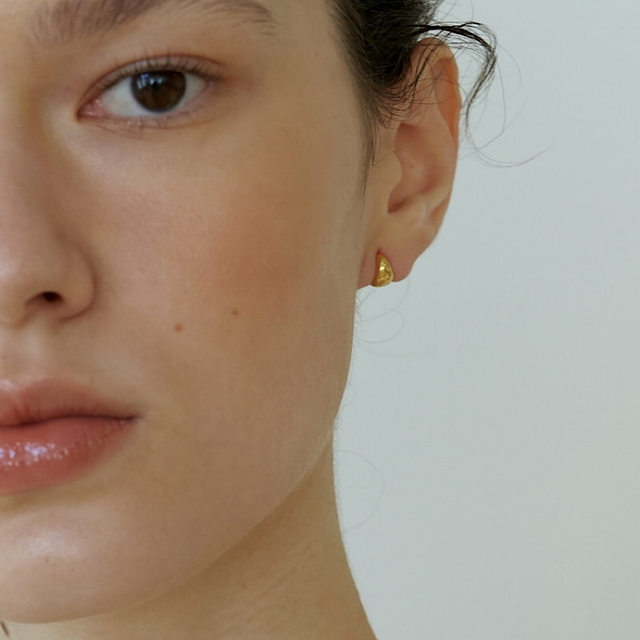 RTEP French Little Golden Beans S925 sterling silver simple niche plain hoop earrings classic cold style earrings for women