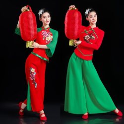 Square Dance Costumes for Ethnic Women 2025 New Style Group Sports Fan Dance Stage Yangge Performance Outfit Set
