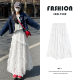 Twill lace skirt retro splicing women's spring and summer white elastic waist slimming mesh a-line long skirt cake skirt