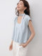 Aike French shirt women's top 2025 summer fresh sweet and simple solid color loose short puff sleeve shirt
