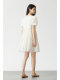 Aike puff sleeve dress 2024 summer French sweet bow with flowers jacquard waist-hugging A-line skirt