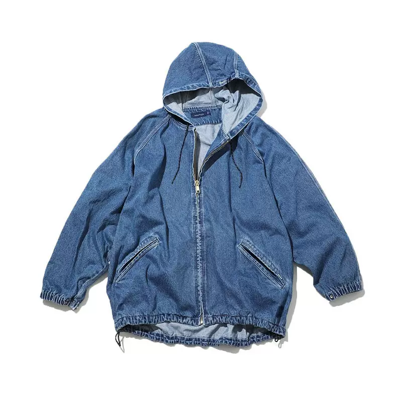 NAUTICA HOODED DENIM 長谷川重磅水洗寬鬆連帽牛仔夾克外套22SS-Taobao