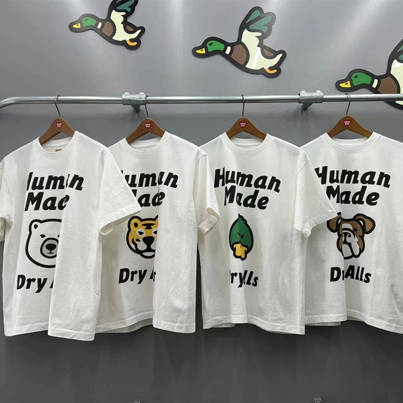 HUMAN MADE 原宿限定鸭子北极熊小狗老虎动物头像字母印花短袖T恤-Taobao