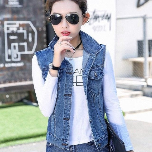 New denim vest slim fit women's sleeveless tops vest vest short coat ...