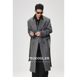 
[Storage] Thick and warm long worsted woolen coat for men with shoulder pads, loose windbreaker jacket in winter