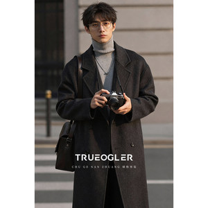 
[Storage] Double-sided woolen woolen coat for men and women, men's long over-the-knee thickened coat, winter windbreaker