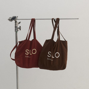
SLO [Classic Canvas Bag 2.0] Washed and used 3D thickened flocking printing contrast color fixed dyeing bag