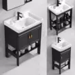 Không gian chậu rửa đặt sàn bằng nhôm kết hợp tủ phòng tắm căn hộ nhỏ đơn giản chậu rửa phòng tắm một khối chậu rửa