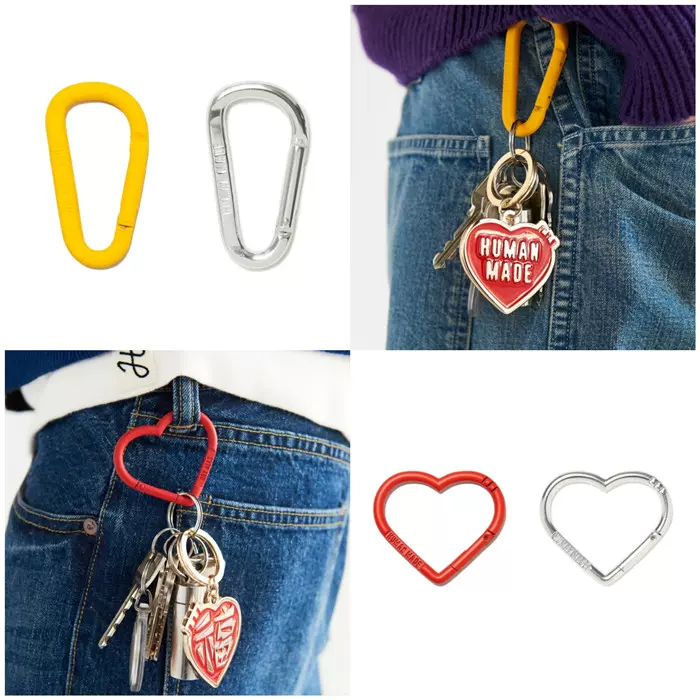 国仓HUMAN MADE HEART CARABINER 70mm 24SS爱心钥匙扣登山扣挂扣-Taobao