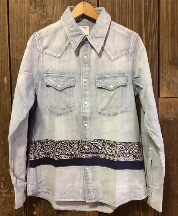 国仓VISVIM SS BANDANA BORDER SHIRT DAMAGED 17AW 腰果牛仔衬衫-Taobao