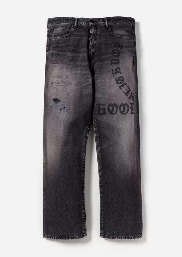 壹樹NEIGHBORHOOD FADE DENIM PANTS 塗鴉水洗牛仔褲23AW-Taobao