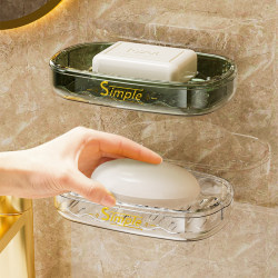 Light luxury double-layer drain soap dish wall-mounted