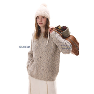 
Jinggu white label DADATATA2025 winter new style [Oatmeal Qiaoqiao] round neck knitted pullover wool sweater