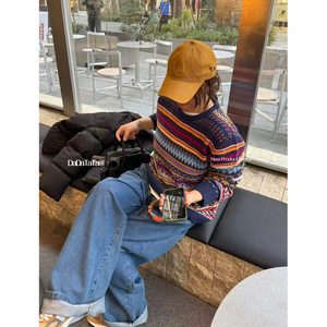 
Jinggu white label DADATATA 2026 spring new style [Nordic poetry] ethnic style pullover sweater