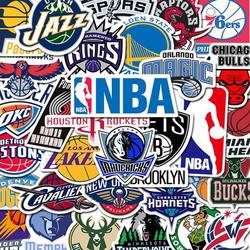 64 Basketball Team Logos, Team Emblem Stickers, Creative Graffiti Decoration, Mobile Phone Case Desktop iPad Waterproof Stickers