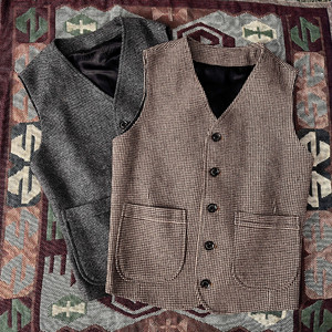 
Houndstooth vest men's autumn and winter American retro tweed wool vest Tweed nostalgic large size casual horse clip