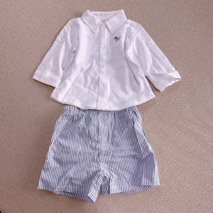 
Foreign trade original baby summer pure cotton long-sleeved shorts suit for boys 3-6-9 months