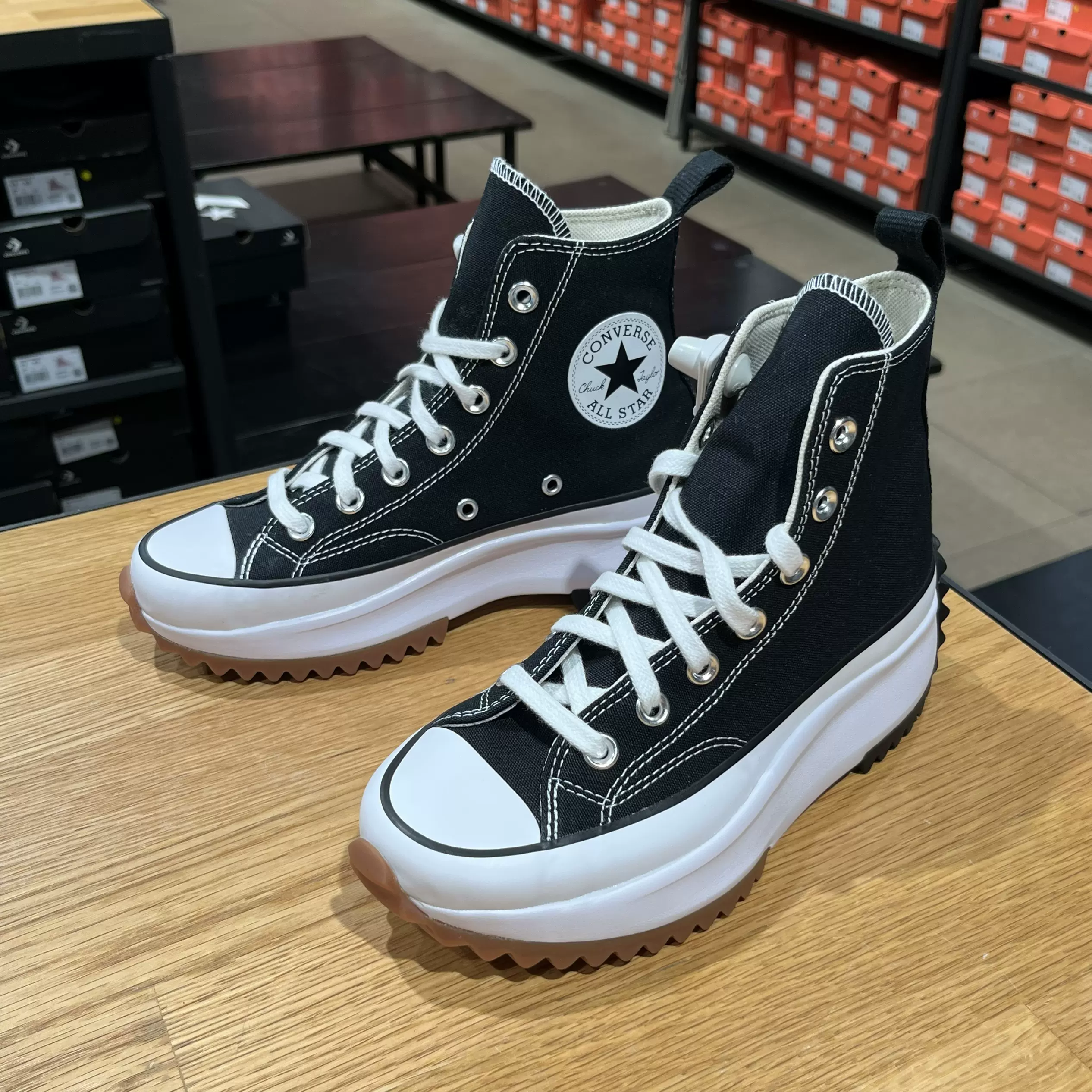 匡威converse run star hike厚底增高黑白帆布鞋166800c 166799c