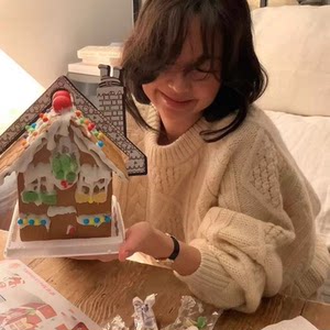 
fever same style Korean generation @farv*n classic retro diamond twist knitted thickened round neck pullover sweater