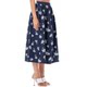 Commuter High Waist Dark Blue Flower Double Pockets Large Skirt