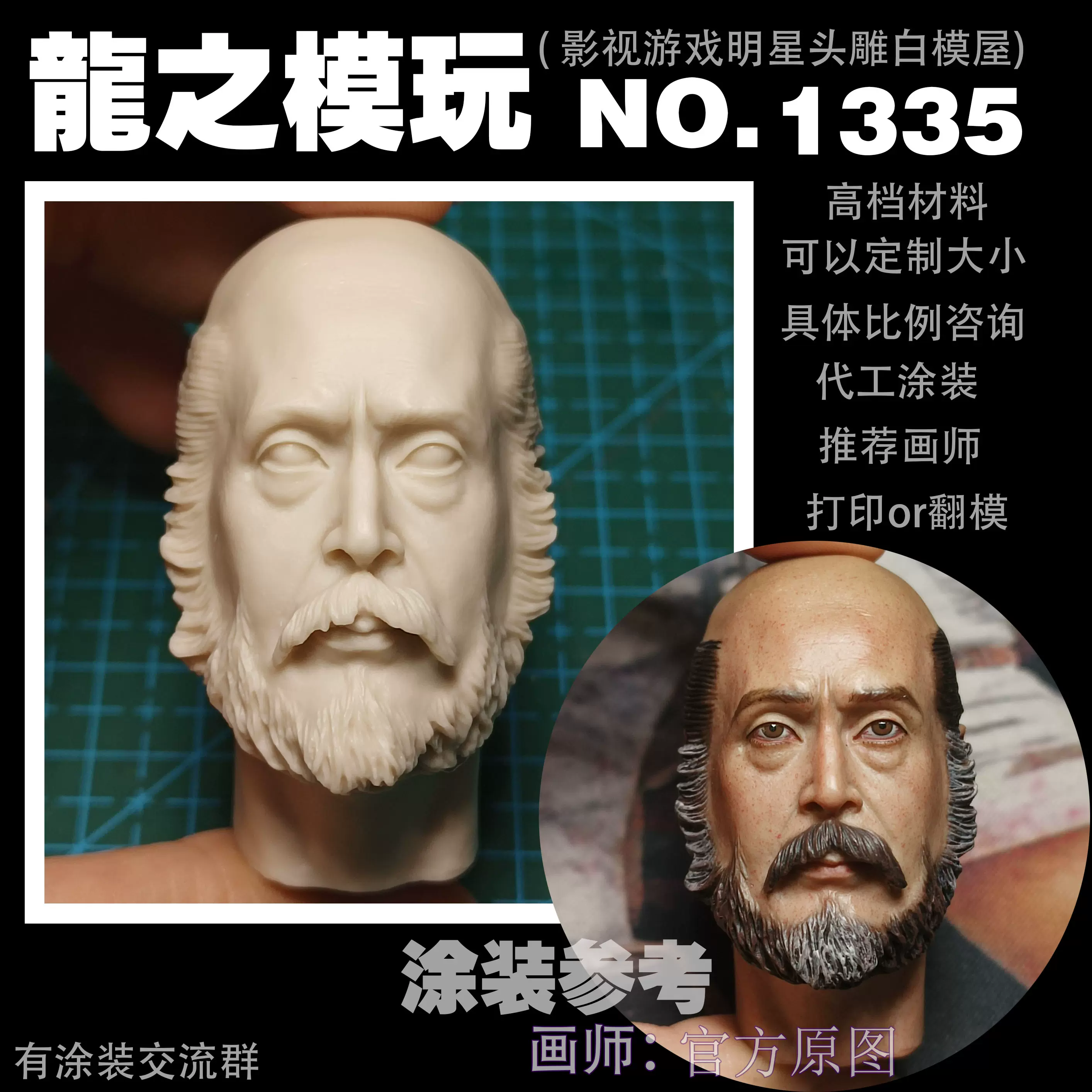 1/6 1/12 1/18武田信玄 仲代達矢 日本古代兵人頭雕白模1335-Taobao