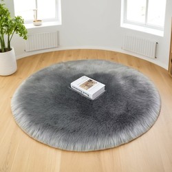 White plush round carpet living room floor mat bedroom bedside dresser carpet computer chair imitation wool blanket