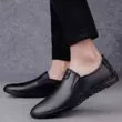 Giày đầu bếp nam chống trượt chống nước ở công trường giày làm việc giày da thông thường đế mềm lái xe giày nhỏ màu đen giày hợp thời trang 