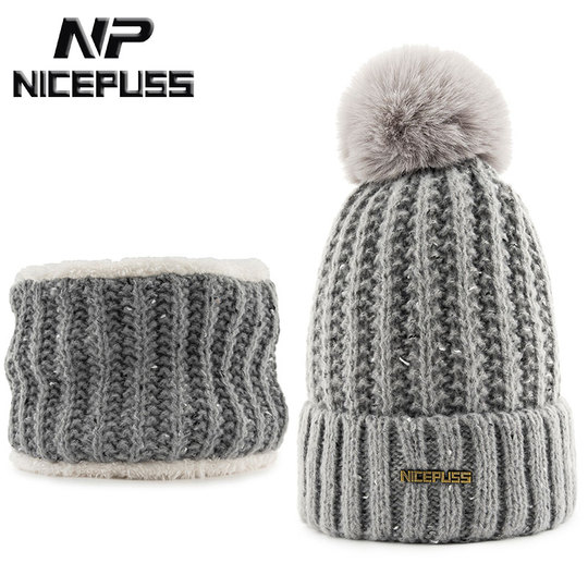Nicepuss Women's Winter Wool Hat & Neck Cover Set