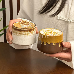 Vintage Rustic Ceramic Coffee Cup, Creative Hand-Painted Ceramic Mug, Iced American Latte Cup, Kung Fu Tea Cup, Water Cup