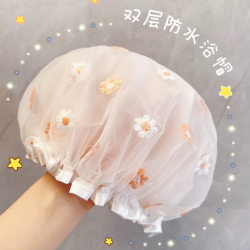 Double-Layer Thickened Waterproof Shower Cap for Women, Cute Household Bathing Cap, Shower Head Cover, Anti-Oil Smoke Hair Cover for Adults