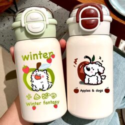 New Style Insulated Water Bottle for Students, Portable, High-Capacity, Stainless Steel Straw Cup with a Beautiful Appearance for Girls