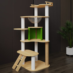 Factory Direct Sales Cat Climbing Frame Imitation Solid Wood Large Cat Jumping Platform Space Capsule Cat Villa Cat Nest Cat Tree Integrated Cat Scratching Board
